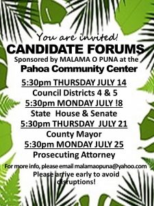 flyer for candidate forum puna 2016